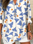 Damen Abstrakt Langarm Bluse Frühling/Herbst Print V-Ausschnitt Täglich Lässig Oberteile