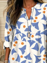 Damen Abstrakt Langarm Bluse Frühling/Herbst Print V-Ausschnitt Täglich Lässig Oberteile