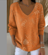 Damen Geblümt Frühling/Herbst Lässig Langarm V-Ausschnitt Baumwolle Pullover