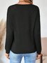Damen Unifarben Langarm T-Shirts T-Shirt V-Ausschnitt Nahtverarbeitung Retro Frühling/Herbst Oberteile