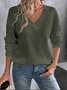 Damen Unifarben Langarm T-Shirts T-Shirt V-Ausschnitt Nahtverarbeitung Retro Frühling/Herbst Oberteile