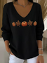 Damen Geblümt Frühling/Herbst Lässig Langarm V-Ausschnitt Baumwolle Pullover