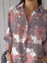 Damen Geblümt Dreiviertelärmel Bluse Frühling/Herbst Print Hemdkragen Täglich Lässig Oberteile