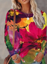 Damen Geblümt Langarm T-Shirts T-Shirt Rundhals Print Lässig Frühling/Herbst T-Shirt mit Grafik Oberteile