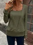 Damen Unifarben Langarm T-Shirts T-Shirt Rundhals Nahtverarbeitung Retro Frühling/Herbst Oberteile
