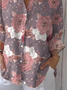 Damen Geblümt Dreiviertelärmel Bluse Frühling/Herbst Print Hemdkragen Täglich Lässig Oberteile