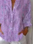 Damen Abstrakt Dreiviertelärmel Bluse Frühling/Herbst Print Hemdkragen Täglich Lässig Oberteile
