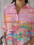 Damen Abstrakt Dreiviertelärmel Bluse Frühling/Herbst Print Hemdkragen Täglich Lässig Oberteile