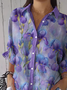 Damen Geblümt Dreiviertelärmel Bluse Frühling/Herbst Print Hemdkragen Täglich Lässig Oberteile