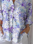 Damen Geblümt Dreiviertelärmel Bluse Frühling/Herbst Print Hemdkragen Täglich Lässig Oberteile