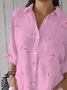 Damen Herz/Herz Dreiviertelärmel Bluse Frühling/Herbst Print Hemdkragen Täglich Lässig Oberteile
