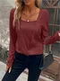 Damen Unifarben Langarm T-Shirts T-Shirt Rundhals Nahtverarbeitung Retro Frühling/Herbst Oberteile