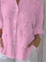 Damen Herz/Herz Dreiviertelärmel Bluse Frühling/Herbst Print Hemdkragen Täglich Lässig Oberteile