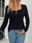 Damen Unifarben Langarm T-Shirts T-Shirt Rundhals Nahtverarbeitung Retro Frühling/Herbst Oberteile