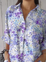 Damen Geblümt Dreiviertelärmel Bluse Frühling/Herbst Print Hemdkragen Täglich Lässig Oberteile
