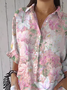Damen Geblümt Dreiviertelärmel Bluse Frühling/Herbst Print Hemdkragen Täglich Lässig Oberteile