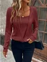 Damen Unifarben Langarm T-Shirts T-Shirt Rundhals Nahtverarbeitung Retro Frühling/Herbst Oberteile