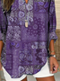 Damen Paisley Langarm Bluse Frühling/Herbst Print V-Ausschnitt Täglich Lässig Oberteile