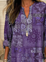 Damen Paisley Langarm Bluse Frühling/Herbst Print V-Ausschnitt Täglich Lässig Oberteile