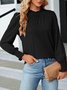 Damen Unifarben Langarm T-Shirts T-Shirt Rundhals Gerafft Retro Frühling/Herbst Oberteile
