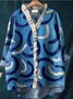 Damen Geometrisch Langarm Bluse Frühling/Herbst Print Lotus Blattkragen Täglich Retro Oberteile