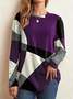 Damen Abstrakt Langarm T-Shirts T-Shirt Rundhals Print Lässig Frühling/Herbst T-Shirt mit Grafik Oberteile