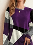 Damen Abstrakt Langarm T-Shirts T-Shirt Rundhals Print Lässig Frühling/Herbst T-Shirt mit Grafik Oberteile