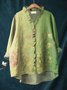 Damen Geometrisch Langarm Bluse Frühling/Herbst Print Lotus Blattkragen Täglich Retro Oberteile