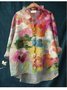 Damen Geometrisch Langarm Bluse Frühling/Herbst Print Lotus Blattkragen Täglich Retro Oberteile