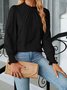 Damen Unifarben Langarm T-Shirts T-Shirt Rundhals Gerafft Retro Frühling/Herbst Oberteile