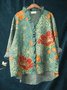 Damen Geometrisch Langarm Bluse Frühling/Herbst Print Lotus Blattkragen Täglich Retro Oberteile