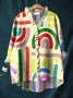 Damen Geometrisch Langarm Bluse Frühling/Herbst Print Lotus Blattkragen Täglich Retro Oberteile