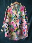 Damen Geometrisch Langarm Bluse Frühling/Herbst Print Lotus Blattkragen Täglich Retro Oberteile