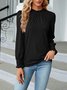 Damen Unifarben Langarm T-Shirts T-Shirt Rundhals Gerafft Retro Frühling/Herbst Oberteile