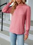 Damen Unifarben Langarm T-Shirts T-Shirt Rundhals Gerafft Retro Frühling/Herbst Oberteile
