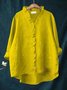 Damen Geometrisch Langarm Bluse Frühling/Herbst Print Lotus Blattkragen Täglich Retro Oberteile