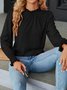 Damen Unifarben Langarm T-Shirts T-Shirt Rundhals Gerafft Retro Frühling/Herbst Oberteile