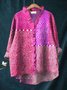 Damen Geometrisch Langarm Bluse Frühling/Herbst Print Lotus Blattkragen Täglich Retro Oberteile