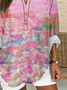 Damen Abstrakt Langarm Bluse Frühling/Herbst Print V-Ausschnitt Täglich Lässig Oberteile