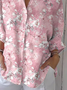 Damen Geblümt Dreiviertelärmel Bluse Frühling/Herbst Print Hemdkragen Täglich Lässig Oberteile