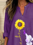 Damen Textbriefe Langarm Bluse Frühling/Herbst Print V-Ausschnitt Täglich Lässig Oberteile