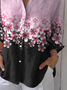 Damen Geblümt Dreiviertelärmel Bluse Frühling/Herbst Print Hemdkragen Täglich Lässig Oberteile