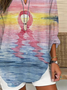 Damen Abstrakt Langarm Bluse Frühling/Herbst Print V-Ausschnitt Täglich Lässig Oberteile