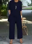 Damen Unifarben Nahtverarbeitung Matching Kostüm Pendeln Langarm Lässig Frühling/Herbst Mehrteiliges Set Matching Set
