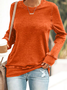 Damen Unifarben Rundhals Lässig Frühling/Herbst Langarm Sweatshirt