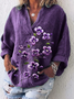 Damen Geblümt Langarm Bluse Frühling/Herbst Print Schalkragen Täglich Lässig Oberteile