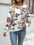 Damen Geblümt Rundhals Print Lässig Frühling/Herbst Langarm Sweatshirt