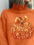 Damen Halloween (Kürbis) Frühling/Herbst Lässig Langarm Rollkragen Pullover