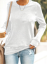 Damen Unifarben Rundhals Lässig Frühling/Herbst Langarm Sweatshirt