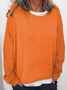 Damen Unifarben Rundhals Lässig Frühling/Herbst Langarm Sweatshirt